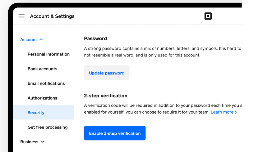 Square · Account Security 2